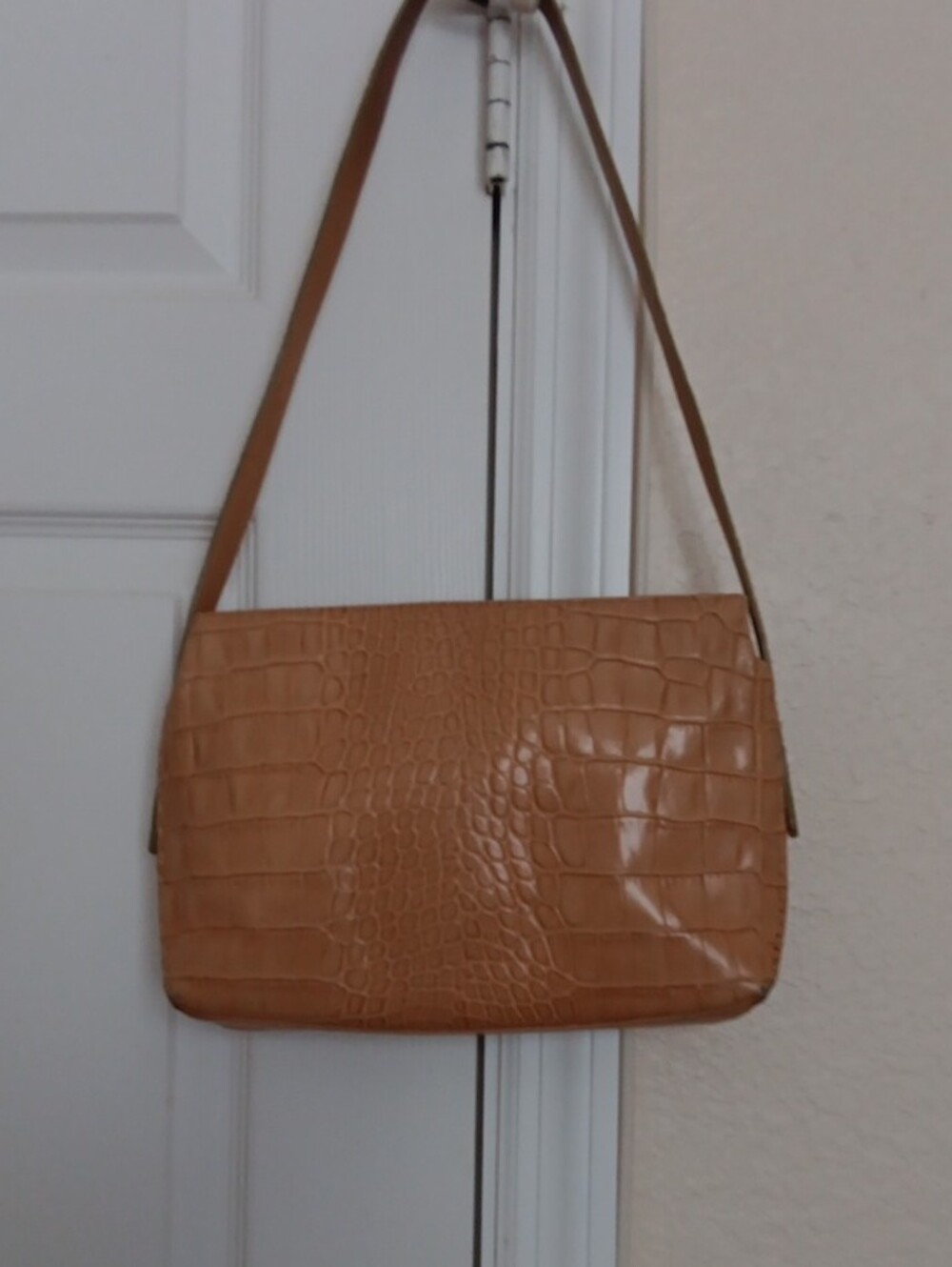 Sondra Roberts Croc-Embossed Shoulder Bag in Camel.